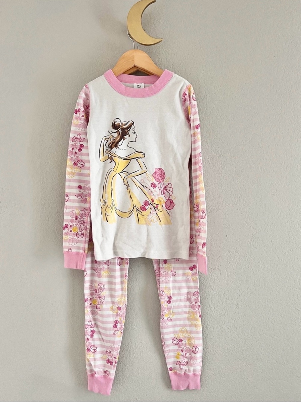 Hanna Jams Girls Pink Princess Sleep Set - Long Sleeve Pajama Set- Belle